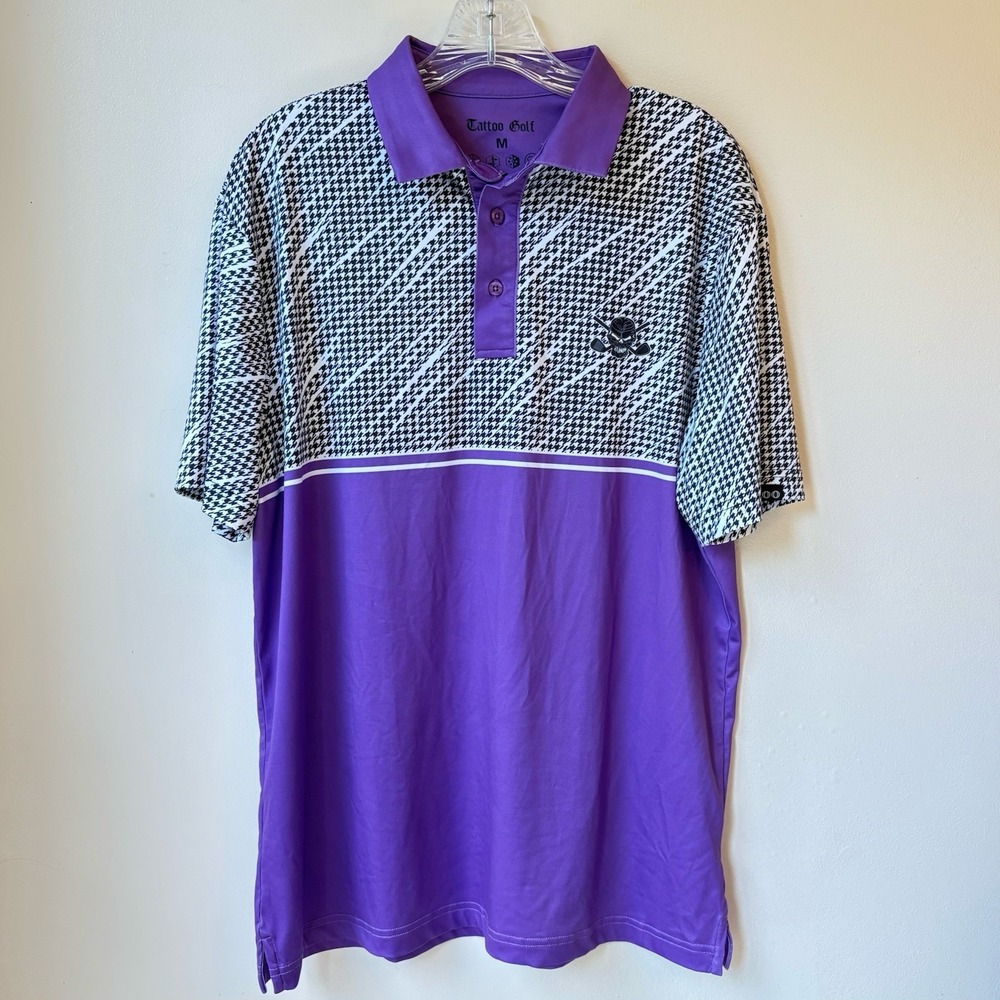 Tattoo Golf Polo Medium Multi Logo Skull Golf Clubs Sports Casual Grunge